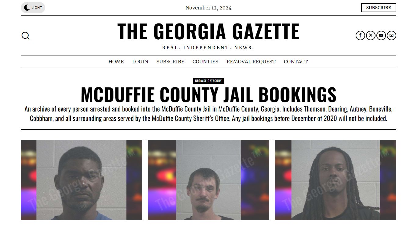 McDuffie County Jail Bookings – The Georgia Gazette