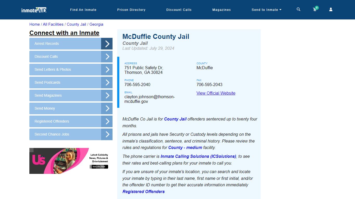 McDuffie County Jail - Inmate Locator