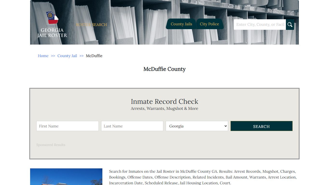 McDuffie County - Georgia Jail Inmate Search