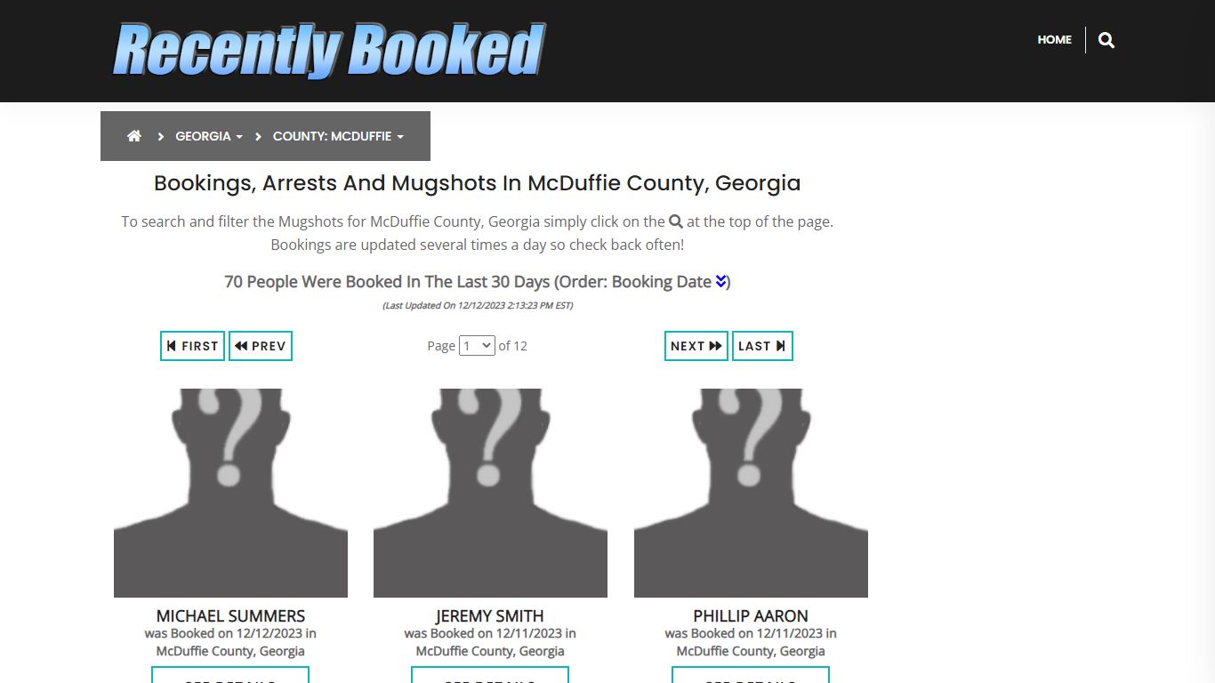 Bookings, Arrests and Mugshots in McDuffie County, Georgia