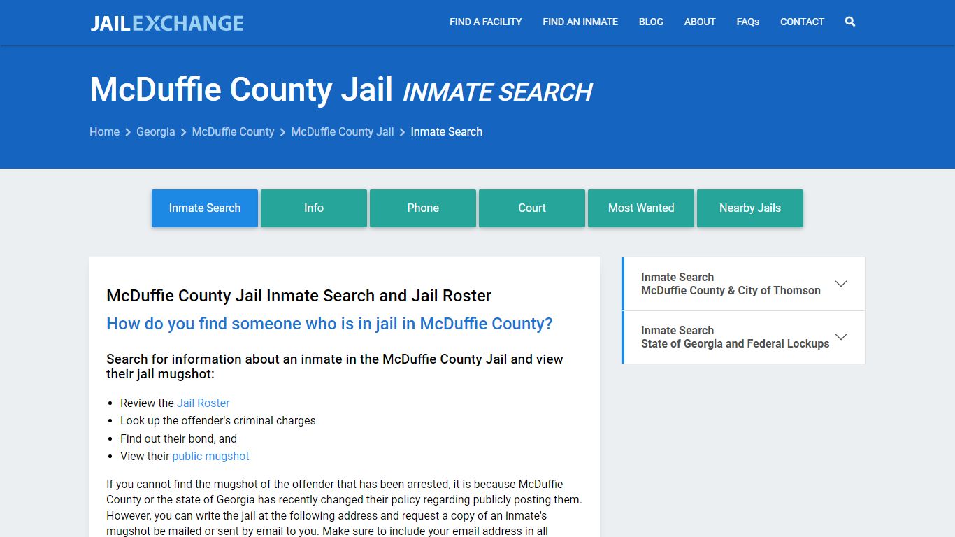 Inmate Search: Roster & Mugshots - McDuffie County Jail, GA